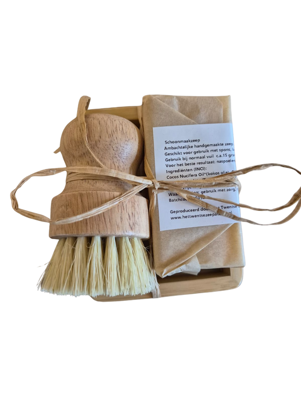 Schoonmaakpakket - Natuurlijke Schoonmaakzeep met Borsteltje en Zeepbakje