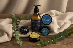 Rustieke spa-setting met tallow producten